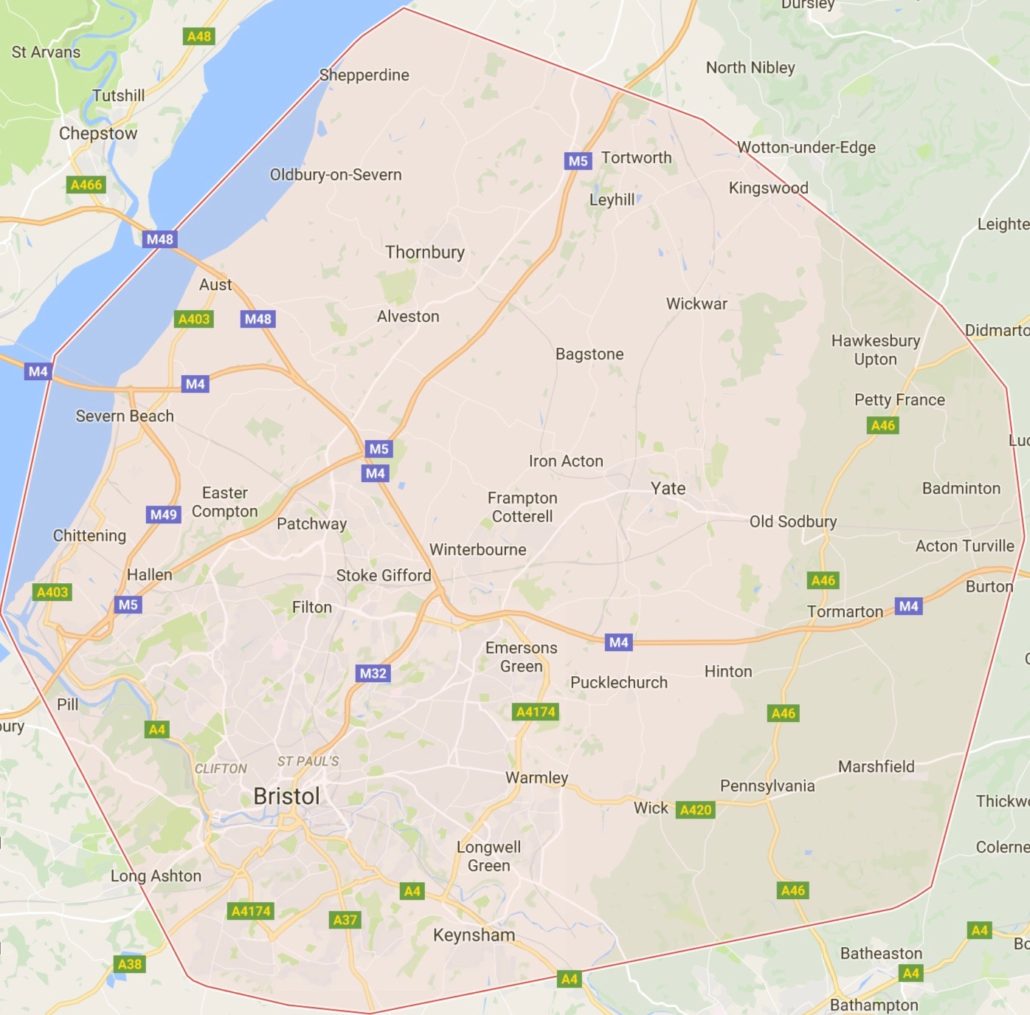 Map of Bristol and surrounding areas
